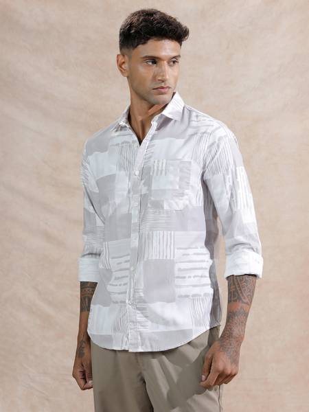 WROGN Men Printed Casual Grey Shirt