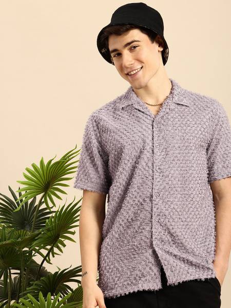 Mast & Harbour Men Self Design Casual Purple Shirt