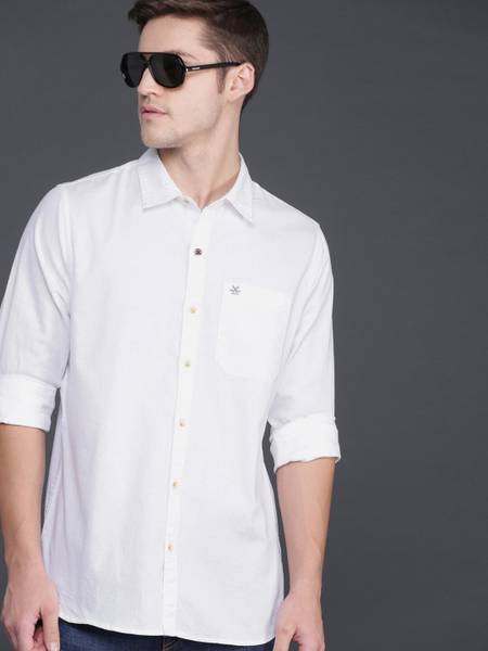 WROGN Men Solid Casual White Shirt
