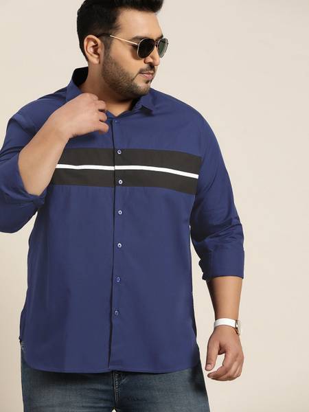 Sztori Men Self Design Casual Dark Blue Shirt