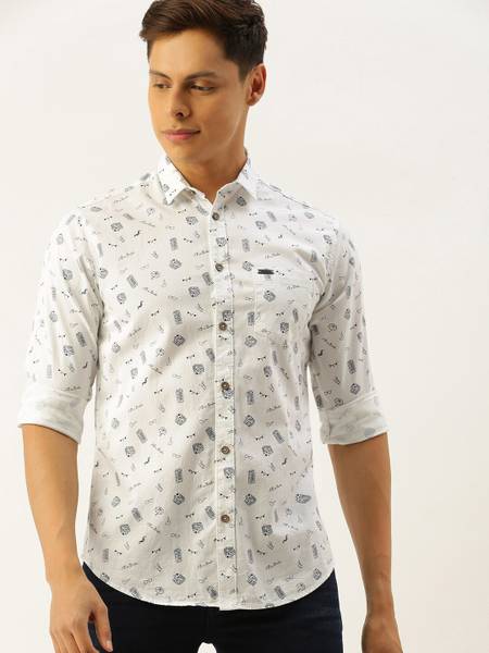 The Indian Garage Co. Men Graphic Print Casual White Shirt
