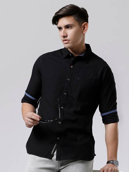 WROGN Men Solid Casual Black Shirt