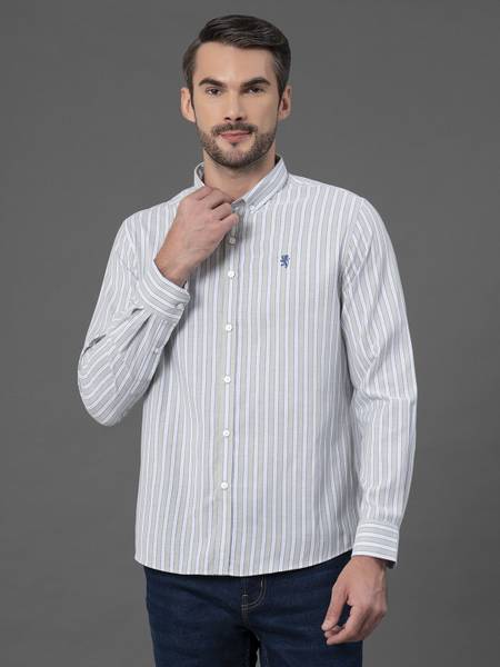 RED TAPE Men Striped Casual Light Green Shirt