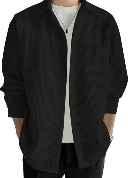 Filohevis Men Self Design Casual White Shirt