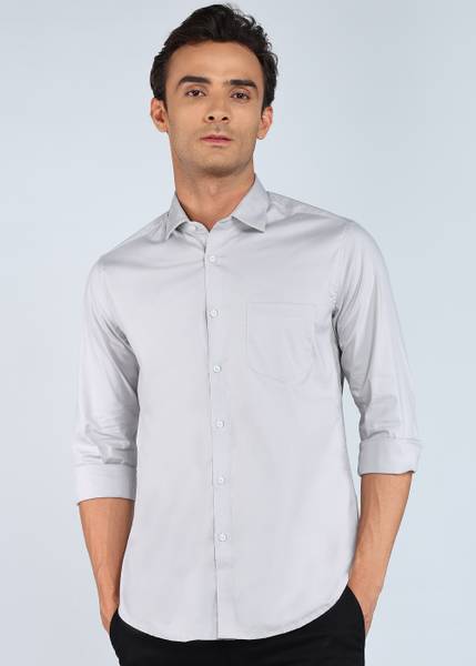 INTEGRITI Men Solid Casual Grey Shirt