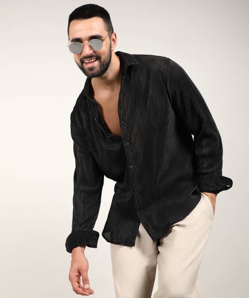CAMPUS SUTRA Men Solid Casual Black Shirt