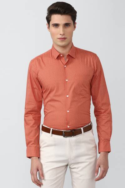 PETER ENGLAND Men Printed Formal Orange Shirt