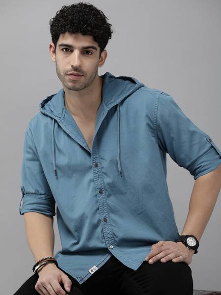 Roadster Men Solid Casual Blue Shirt