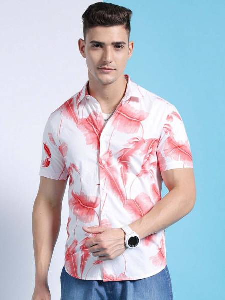 The Indian Garage Co. Men Printed Casual White, Red Shirt