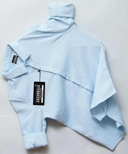 JACKBELLA Men Self Design Casual Light Blue Shirt