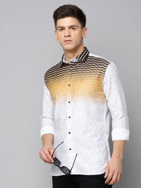 SHOWOFFFF Men Printed Casual White Shirt