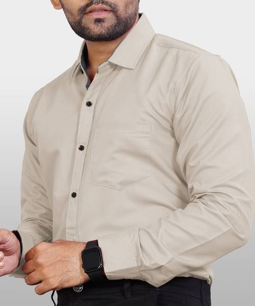 VeBNoR Men Solid Formal Beige Shirt