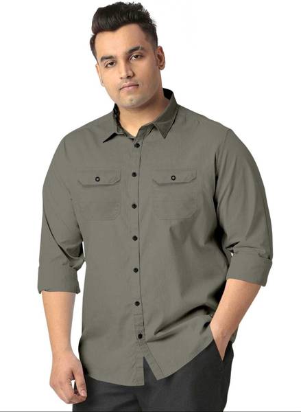 METRONAUT PLUS Men Solid Casual Grey Shirt