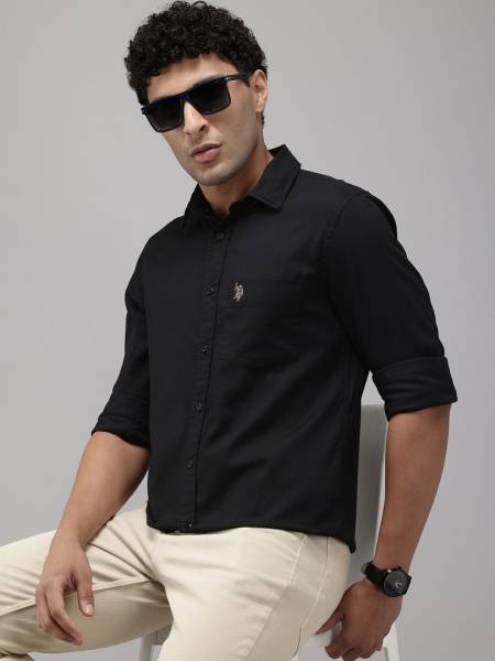 U.S. POLO ASSN. Men Solid Casual Black Shirt