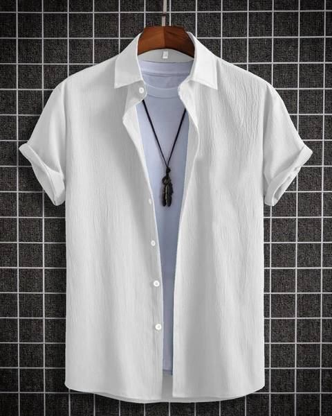 Solbiza Men Solid Casual White Shirt