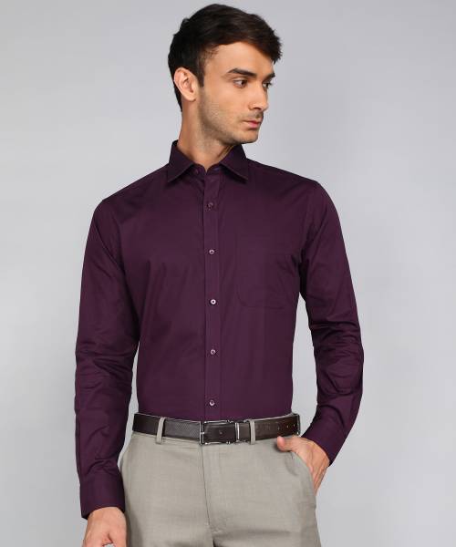 Raymond Men Solid Formal Purple Shirt