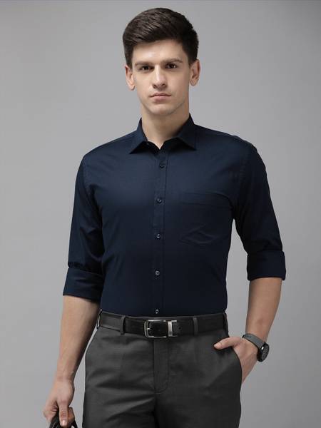 PARK AVENUE Men Solid Formal Dark Blue Shirt
