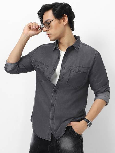 Urbano Fashion Men Solid Casual Grey Shirt