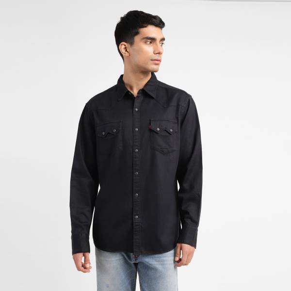 LEVI'S Men Solid Casual Black Shirt