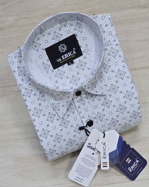 Erica Men Printed Formal White Shirt