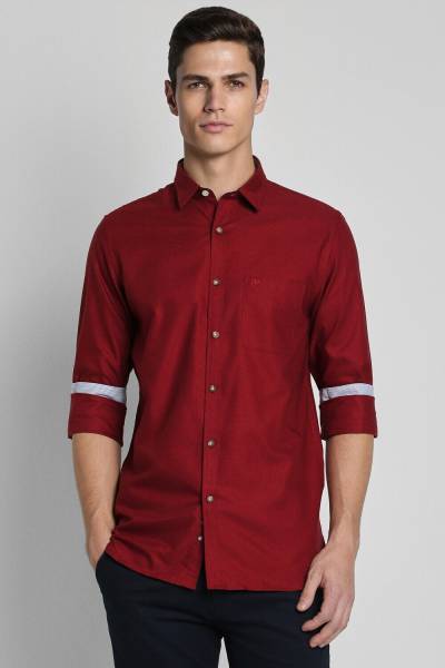 PETER ENGLAND Men Solid Casual Red Shirt