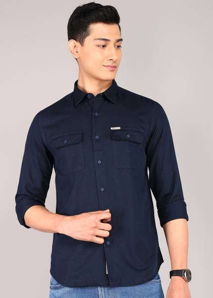 U.S. Polo Assn. Denim Co. Men Solid Casual Blue Shirt