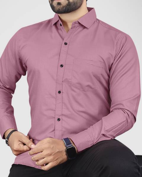 NIVICK Men Solid Casual Pink Shirt