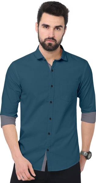 SUR-T Men Solid Casual Blue Shirt