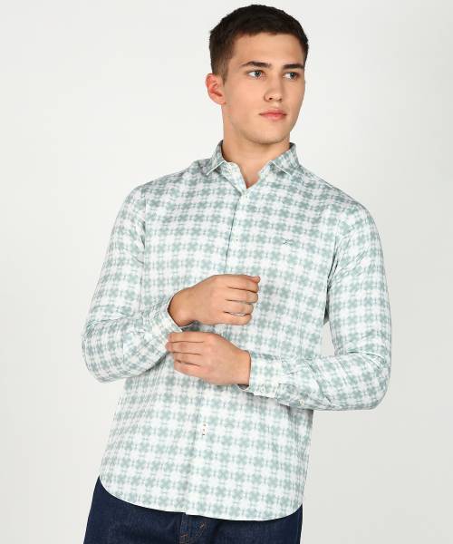 KILLER Men Printed Casual Green, White Shirt