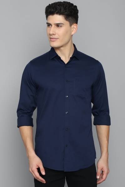 Allen Solly Men Solid Casual Dark Blue Shirt