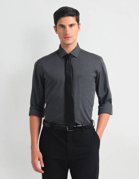 ARROW Men Solid Formal Black Shirt