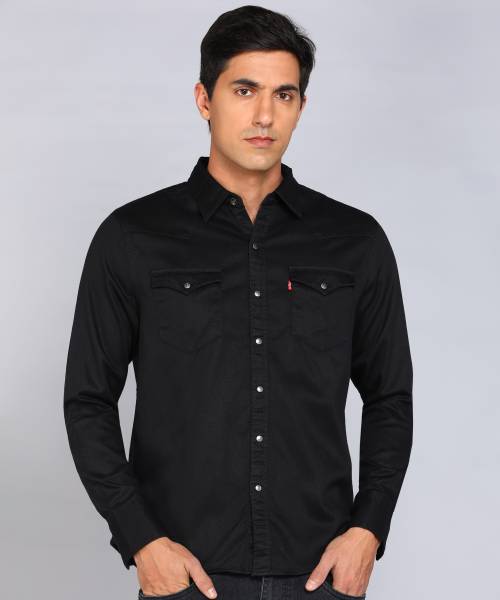 LEVI'S Men Solid Casual Black Shirt