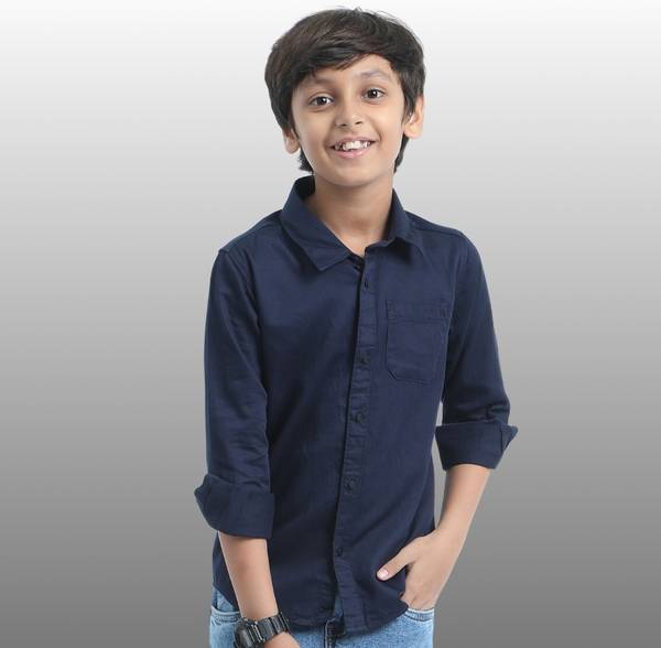 ROCKET SCIENCE Boys Solid Casual Dark Blue Shirt