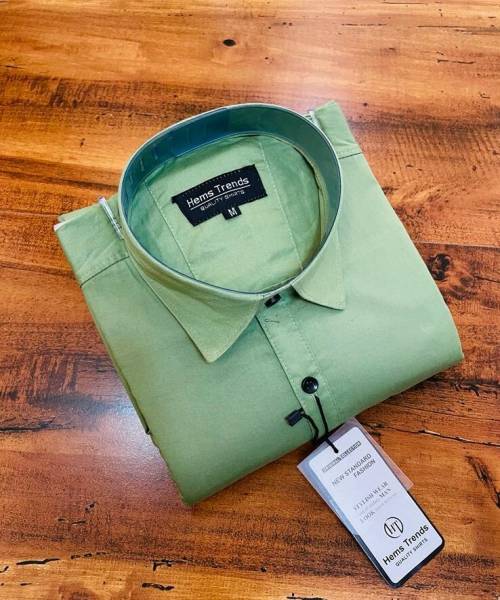 Hems trends Men Solid Casual Green Shirt