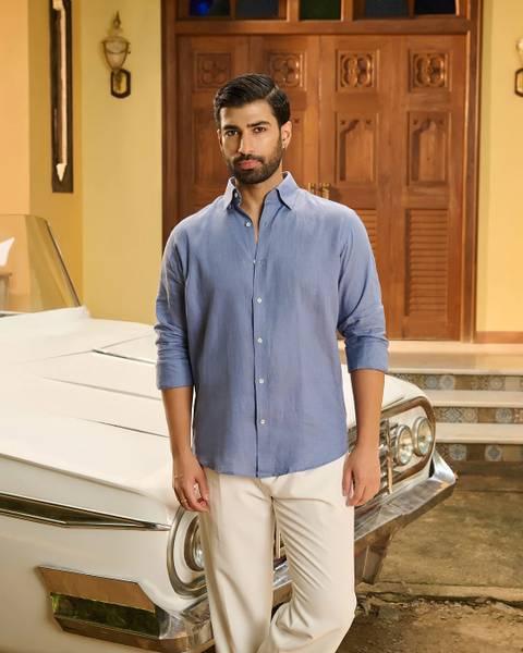 Fashion Ritmo Men Self Design Casual Grey Shirt