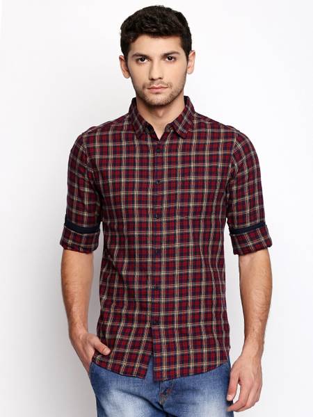 Dennis Lingo Men Checkered Casual Red Shirt