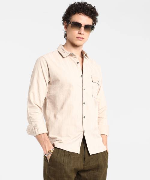 CAMPUS SUTRA Men Checkered Casual Beige Shirt