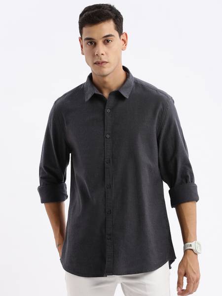SHOWOFFFF Men Solid Casual Grey Shirt