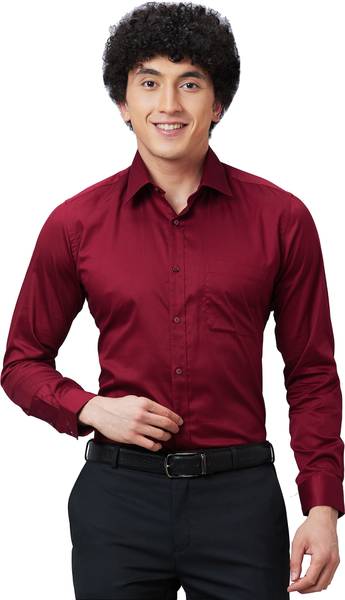 Raymond Men Self Design Formal Maroon Shirt