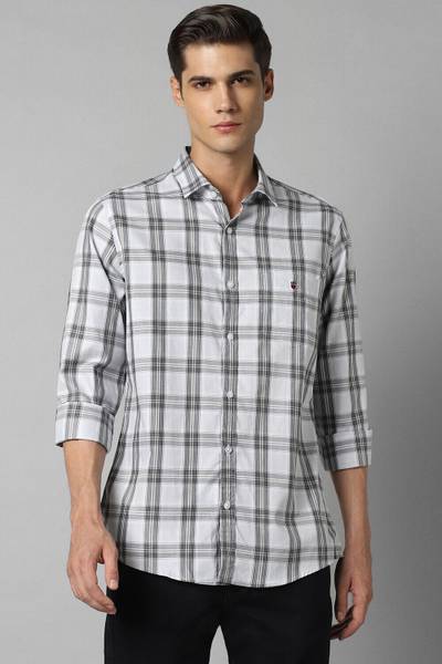 LOUIS PHILIPPE Men Checkered Casual Grey, White Shirt