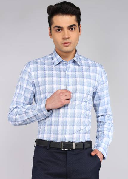 ARROW Men Checkered Formal Blue Shirt