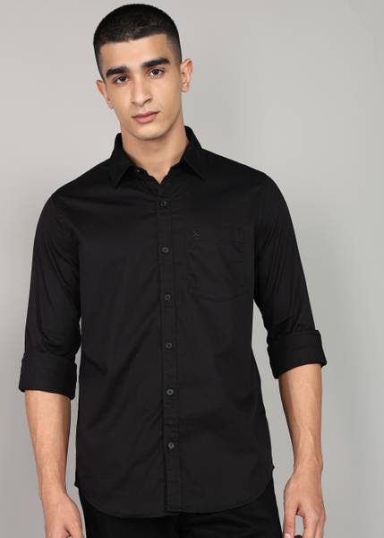 WROGN Men Solid Casual Black Shirt