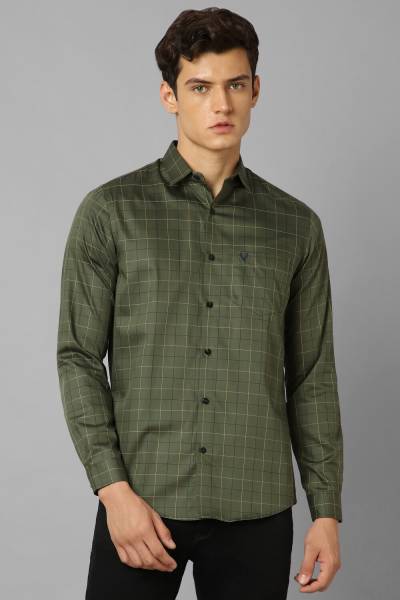 Allen Solly Men Checkered Casual Green Shirt