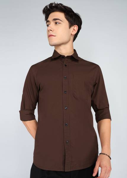 FLYING MACHINE Men Solid Casual Maroon Shirt