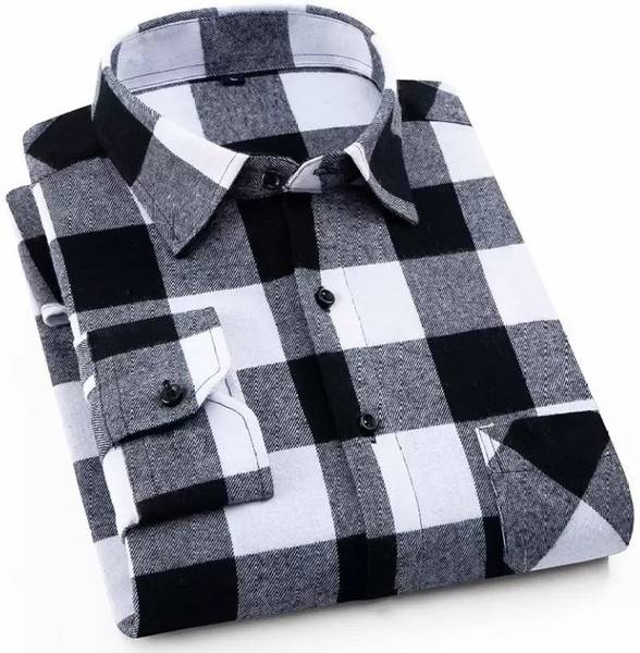 Silva Kritie Men Checkered Casual White Shirt