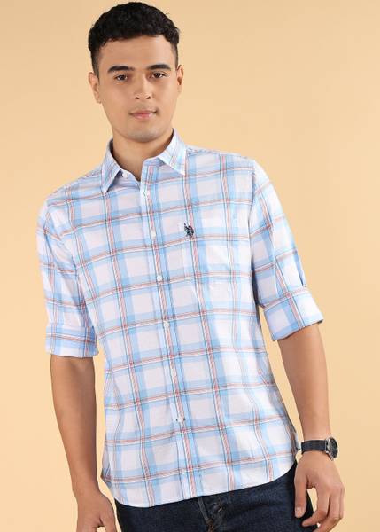 U.S. POLO ASSN. Men Solid Casual Blue Shirt