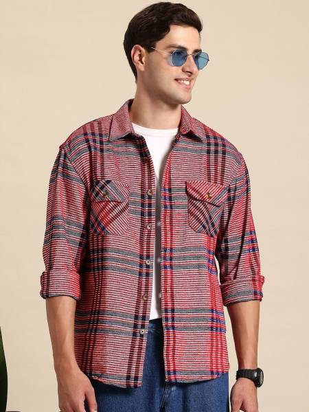 Mast & Harbour Men Checkered Casual Red Shirt