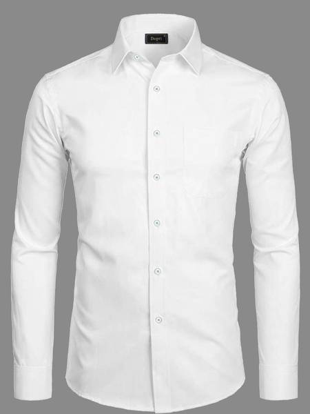 Dopri Men Solid Formal White Shirt