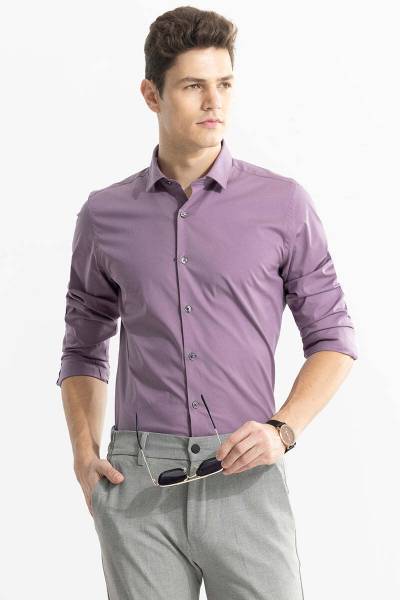 Snitch Men Solid Formal Purple Shirt