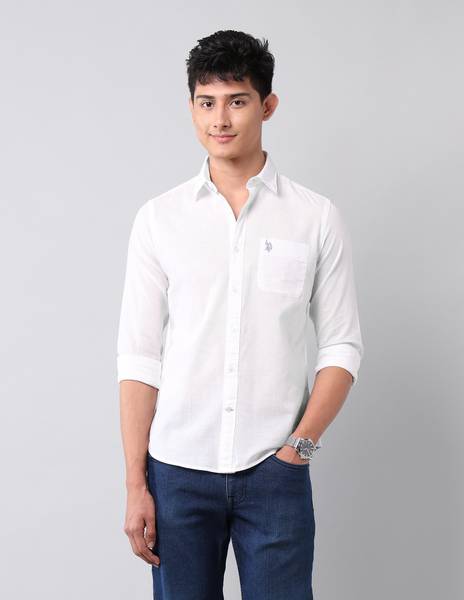 U.S. Polo Assn. Denim Co. Men Solid Casual White Shirt